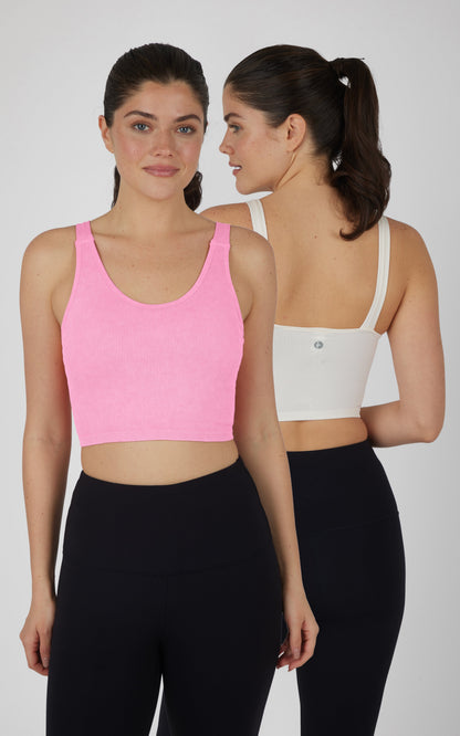 90 Degree by Reflex Stonewash 2 PK Scoop Neck Bralette Tank