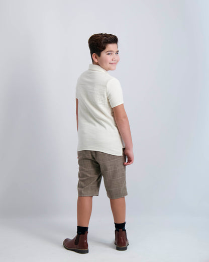 Camel Windowpane Short Dress Pants
