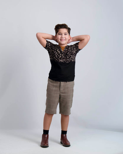 Camel Windowpane Short Dress Pants