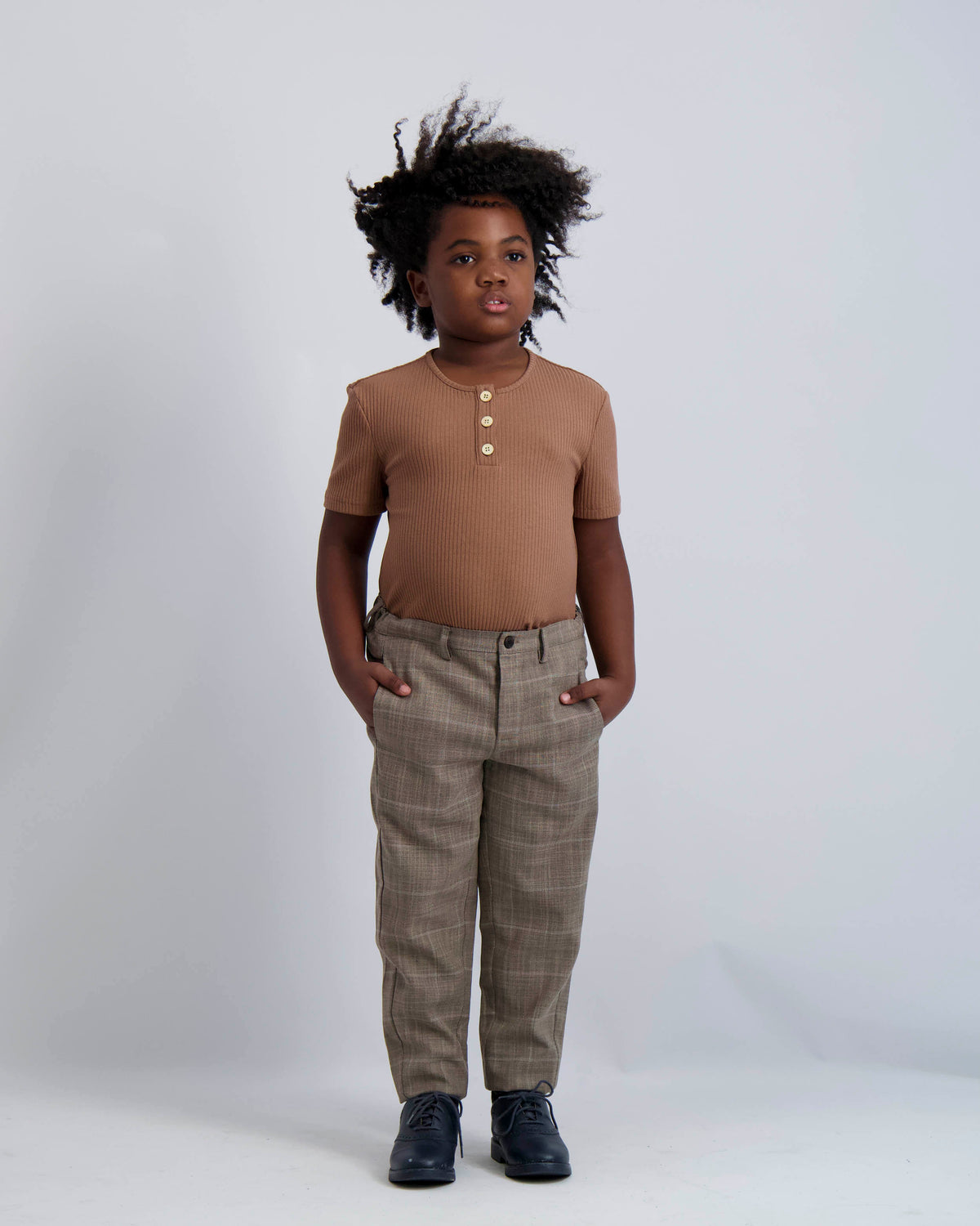 Gingerbread Ribbed Button Top