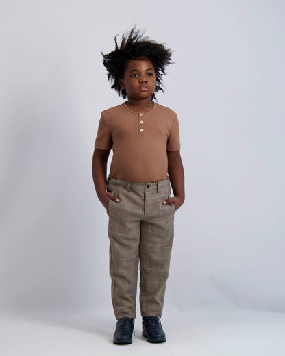 Gingerbread Ribbed Button Top