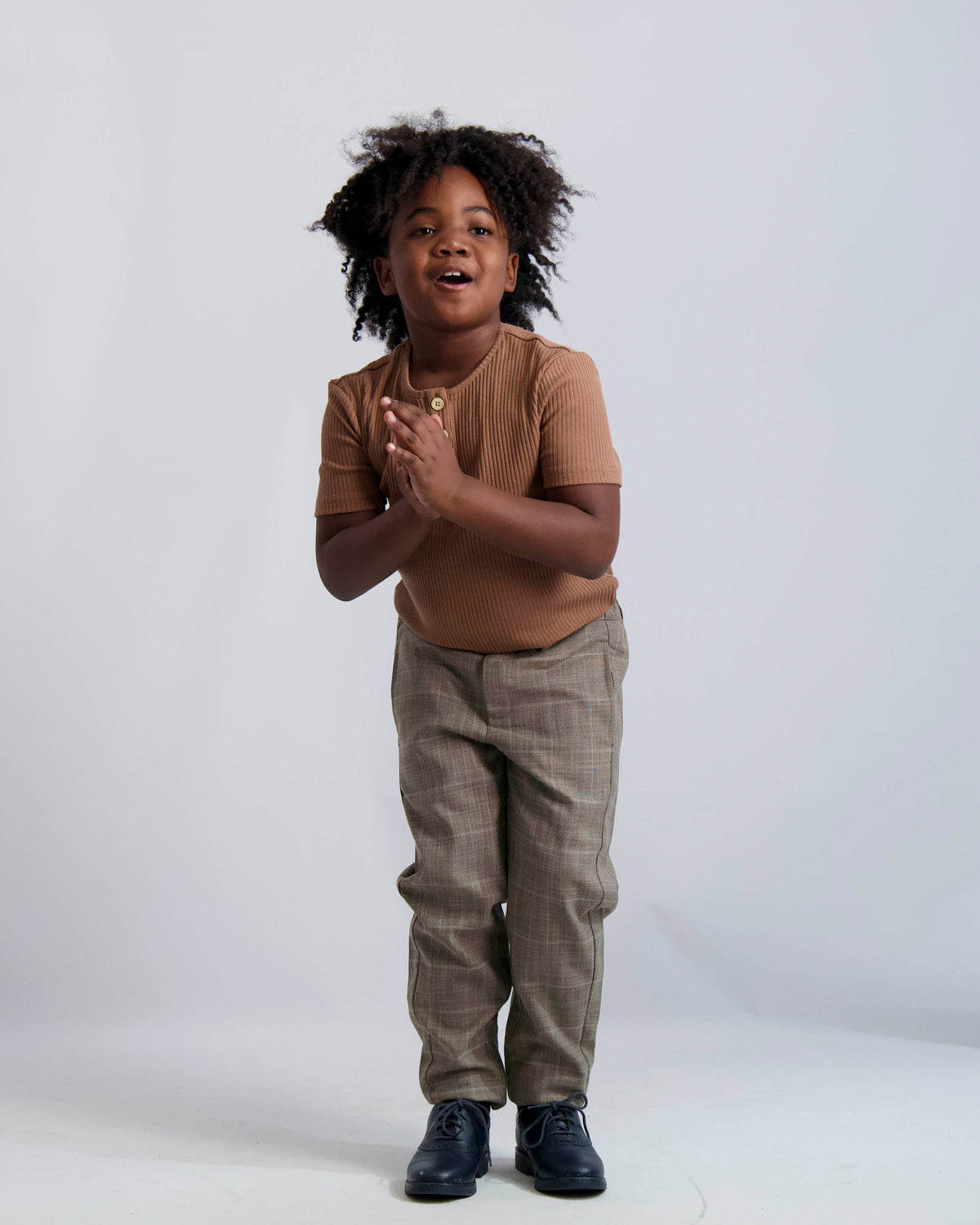 Gingerbread Ribbed Button Top
