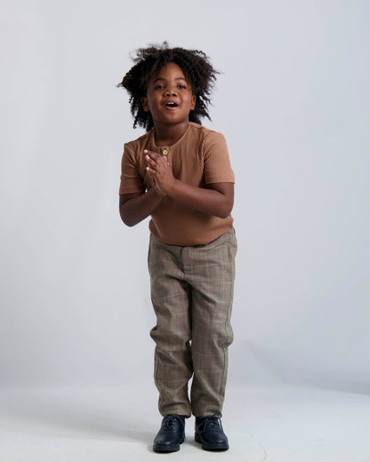 Gingerbread Ribbed Button Top