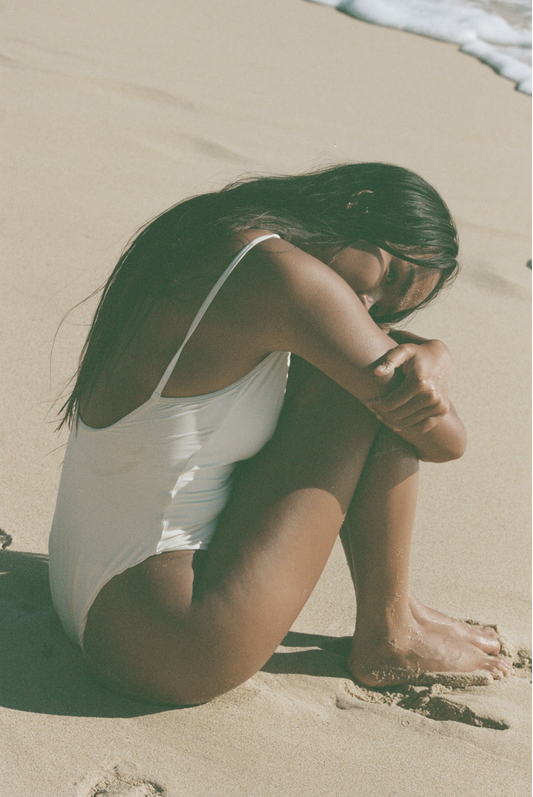 High Cut One Piece Swimsuit - Meringue