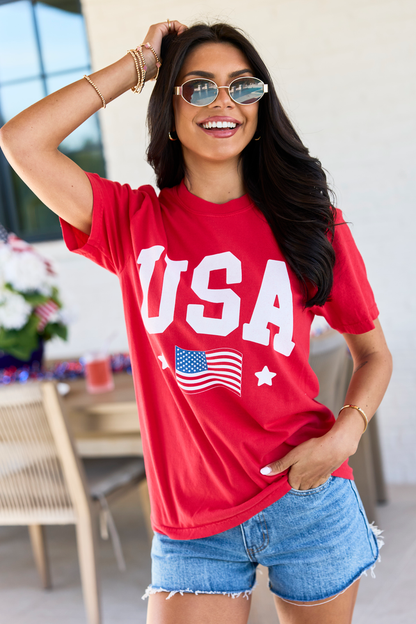 Athletic USA Flag Red Graphic Tee