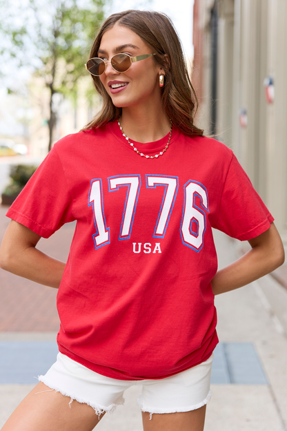1776 Block USA Red Graphic Tee