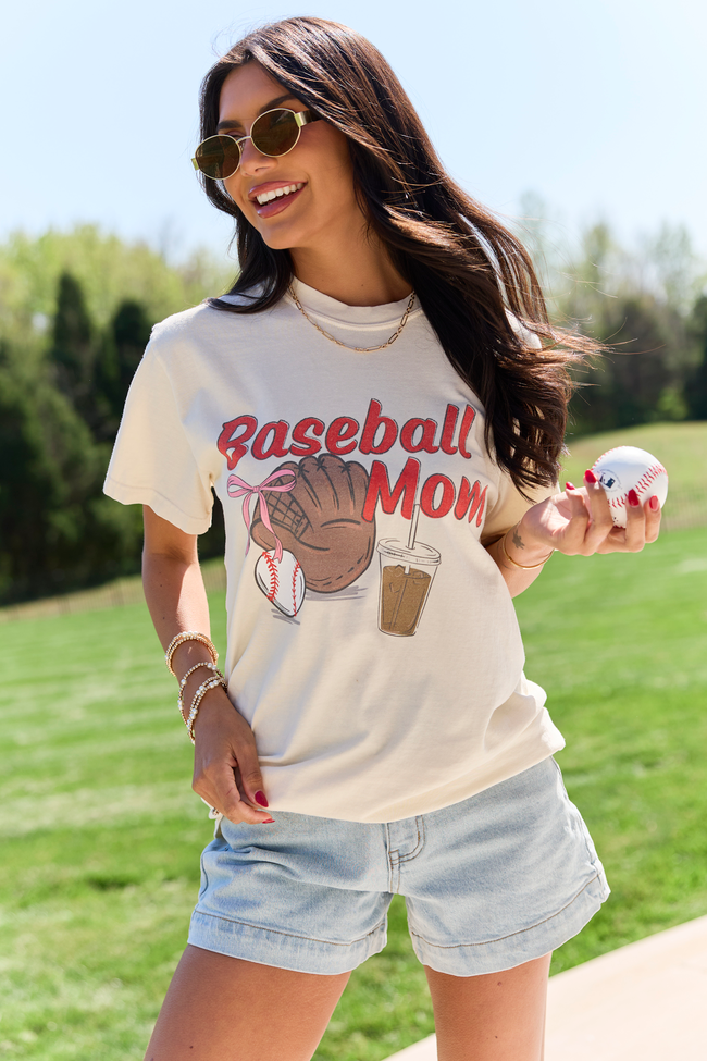 Baseball Mom Ivory Graphic Tee