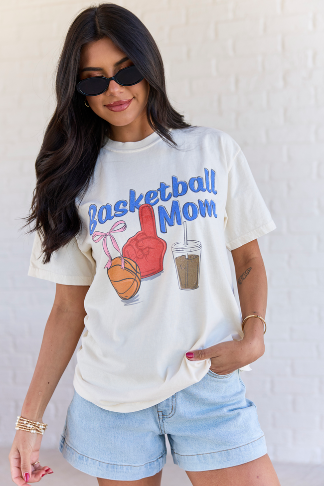 Basketball Mom Ivory Graphic Tee