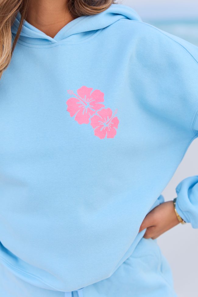 Feels Like A Summer Night Light Blue Graphic Hoodie