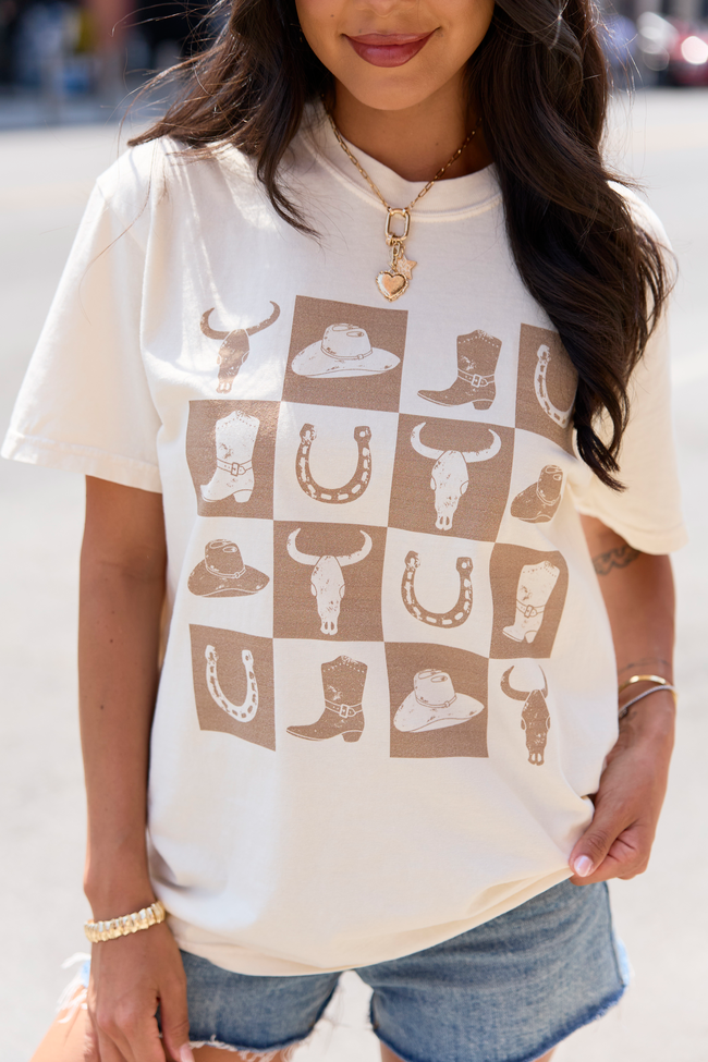 Checkered Cowboy Ivory Graphic Tee