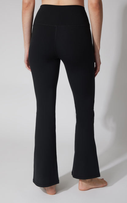 90 Degree by Reflex Felix Ribbed Elastic Free Waist 7/8 Flare Leg Pant