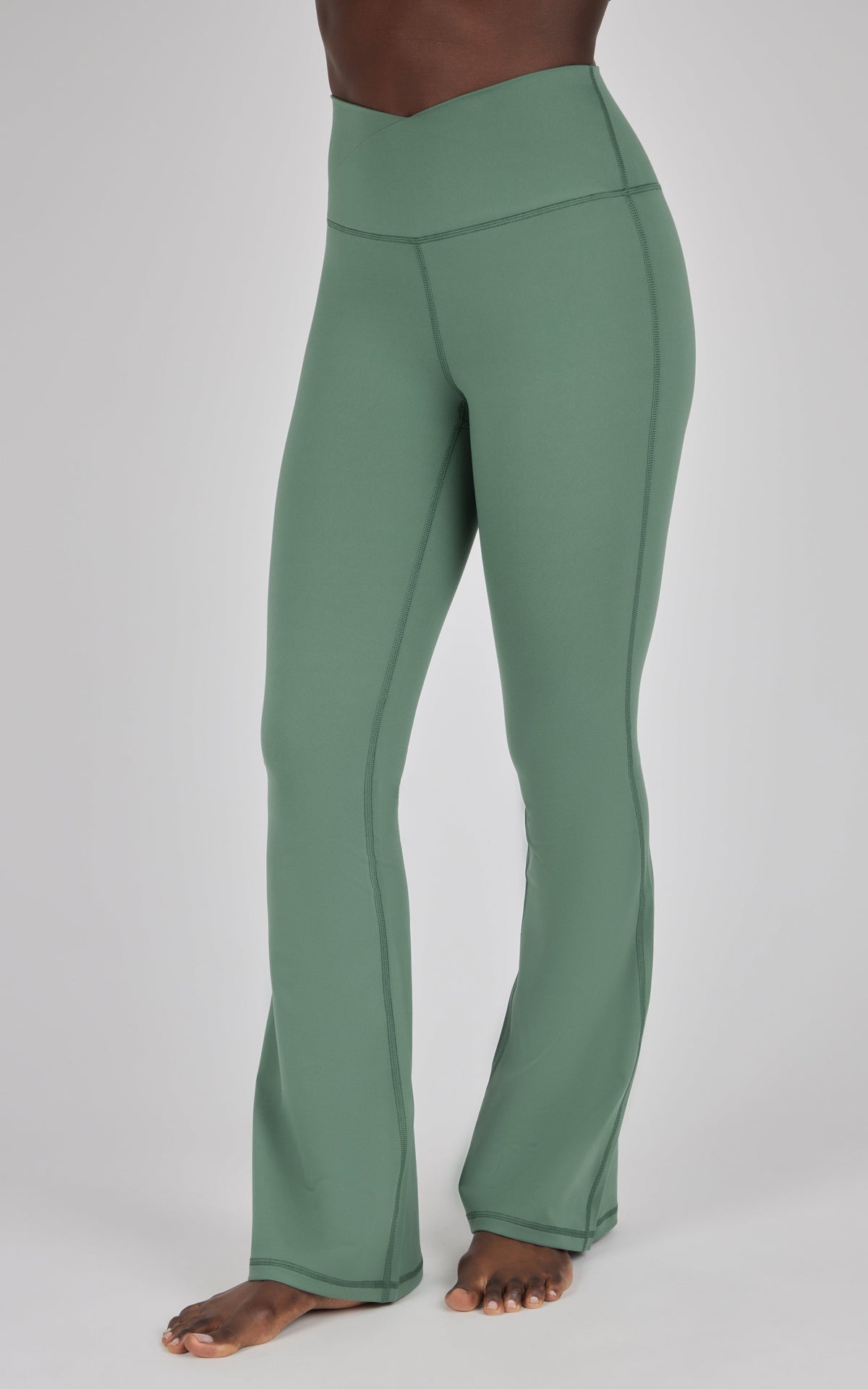 90 Degree by Reflex Lux Madison Crossover Elastic Free Waist 31 1/2 inch Flare Leg Pant
