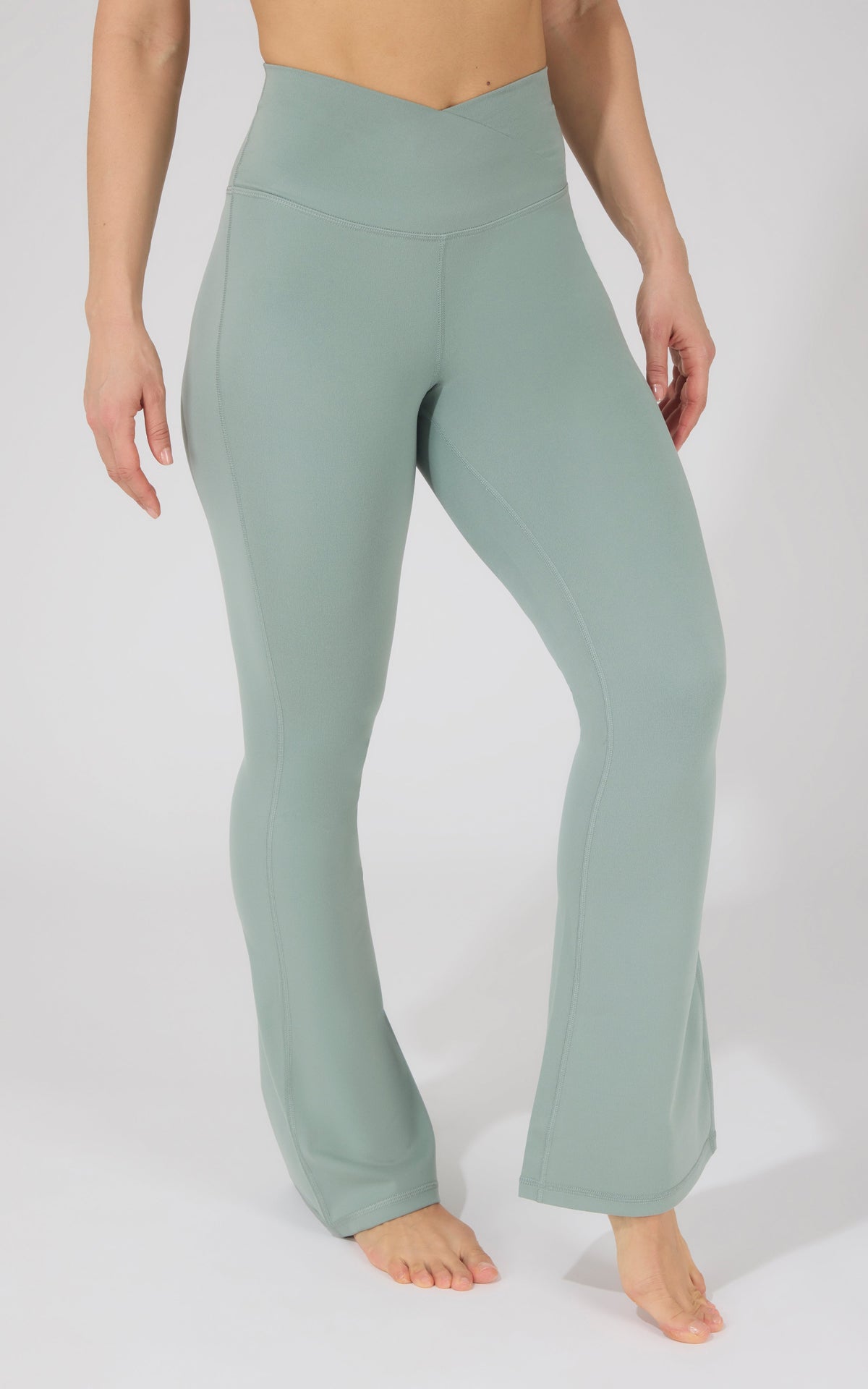 90 Degree by Reflex Lux Madison Crossover Elastic Free Waist 31 1/2 inch Flare Leg Pant