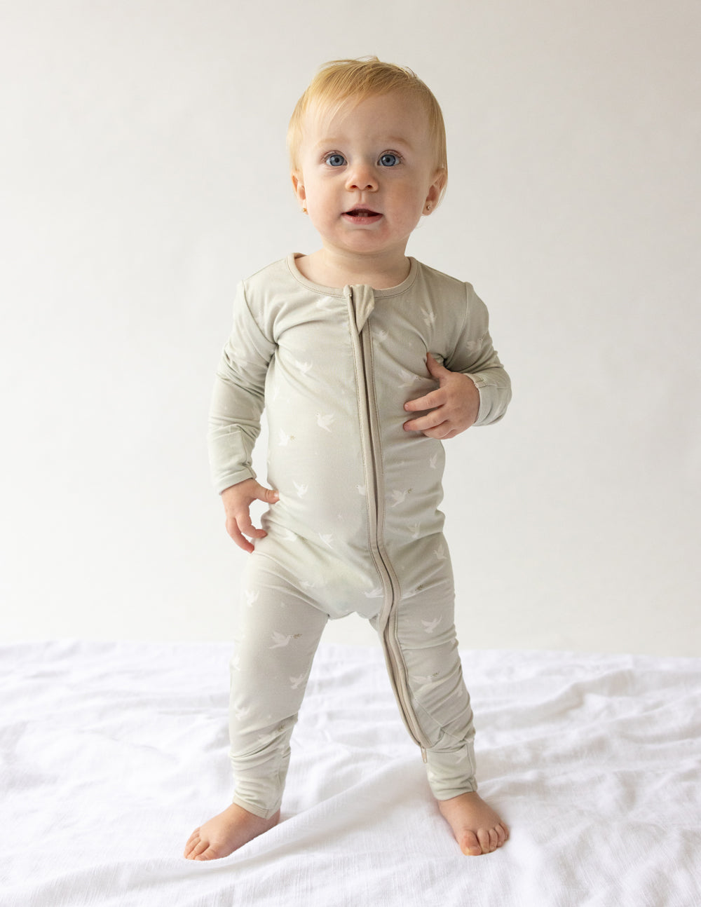 Elevated Faith Peace Bamboo Convertible Footed Onesie