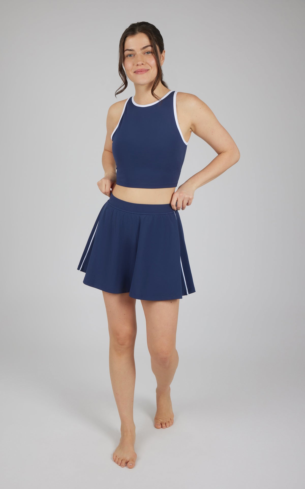 90 Degree by Reflex 2 PC Nude Tech Tank and Skort Set