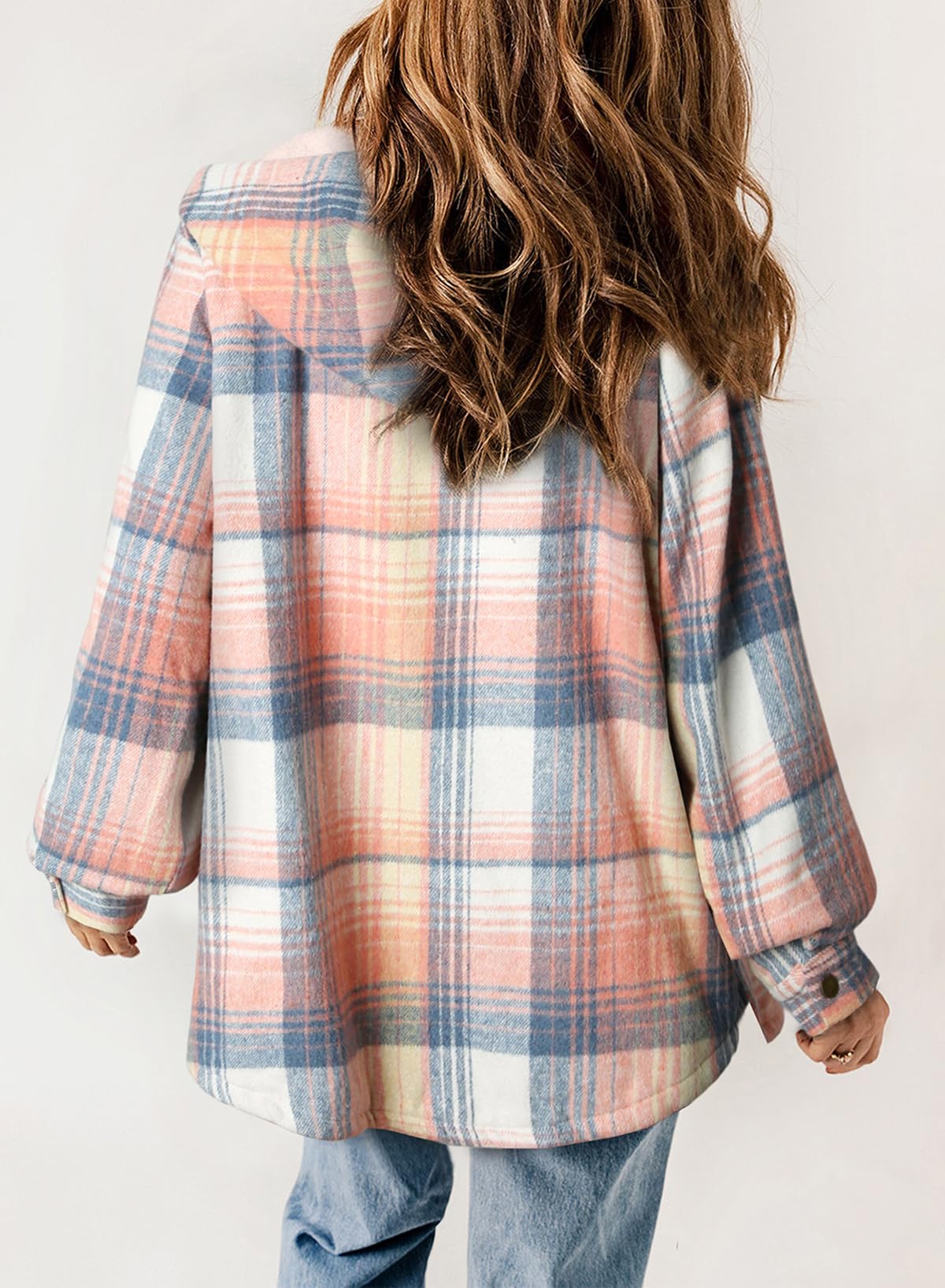 ⭐Women's Thickened Flannel Long Sleeve Plaid Jacket Coat with Hood(Buy 2 Free Shipping)