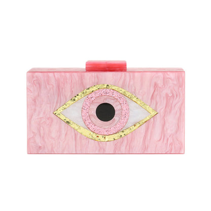 Glittered Evil Eye Celluloid Acetate Clutch Crossbody Bag