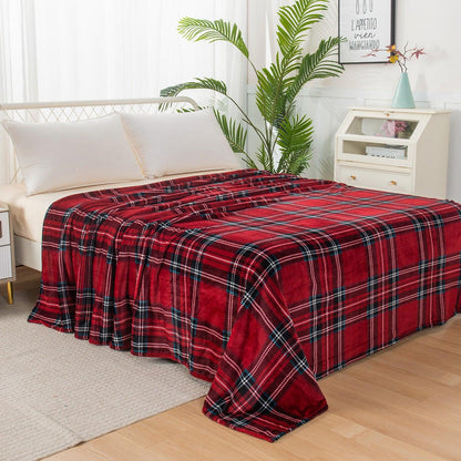 Elegant Comfort Plaid Printed Velvet Plush Fleece Blanket Plaid Design
