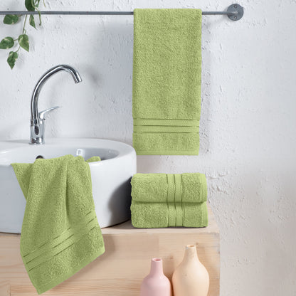 Elegant Comfort 4 Pack Turkish Cotton Three Line Popcorn Hand Towel Set, 16 x 28 inch