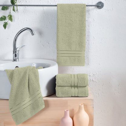 Elegant Comfort 4 Pack Turkish Cotton Three Line Popcorn Hand Towel Set, 16 x 28 inch