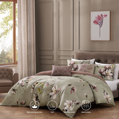 Bebejan Purple Lilies 5 Piece Reversible Comforter Set