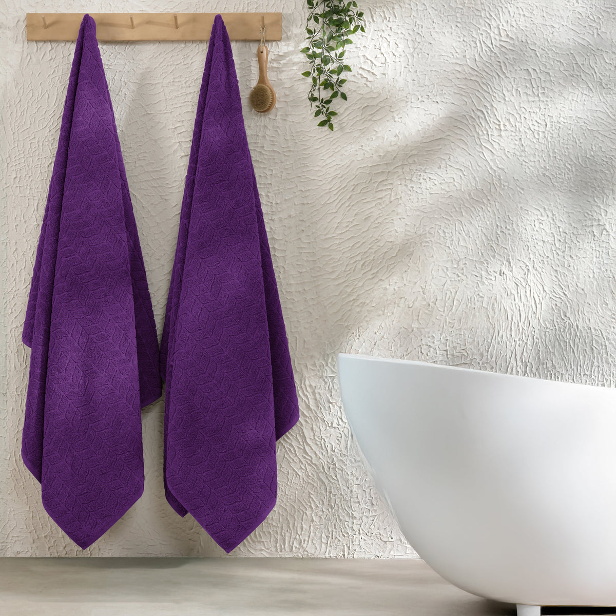 Elegant Comfort 2-Pack Premium Turkish Cotton Braided Bath Towel Set, 27 x 54 inch