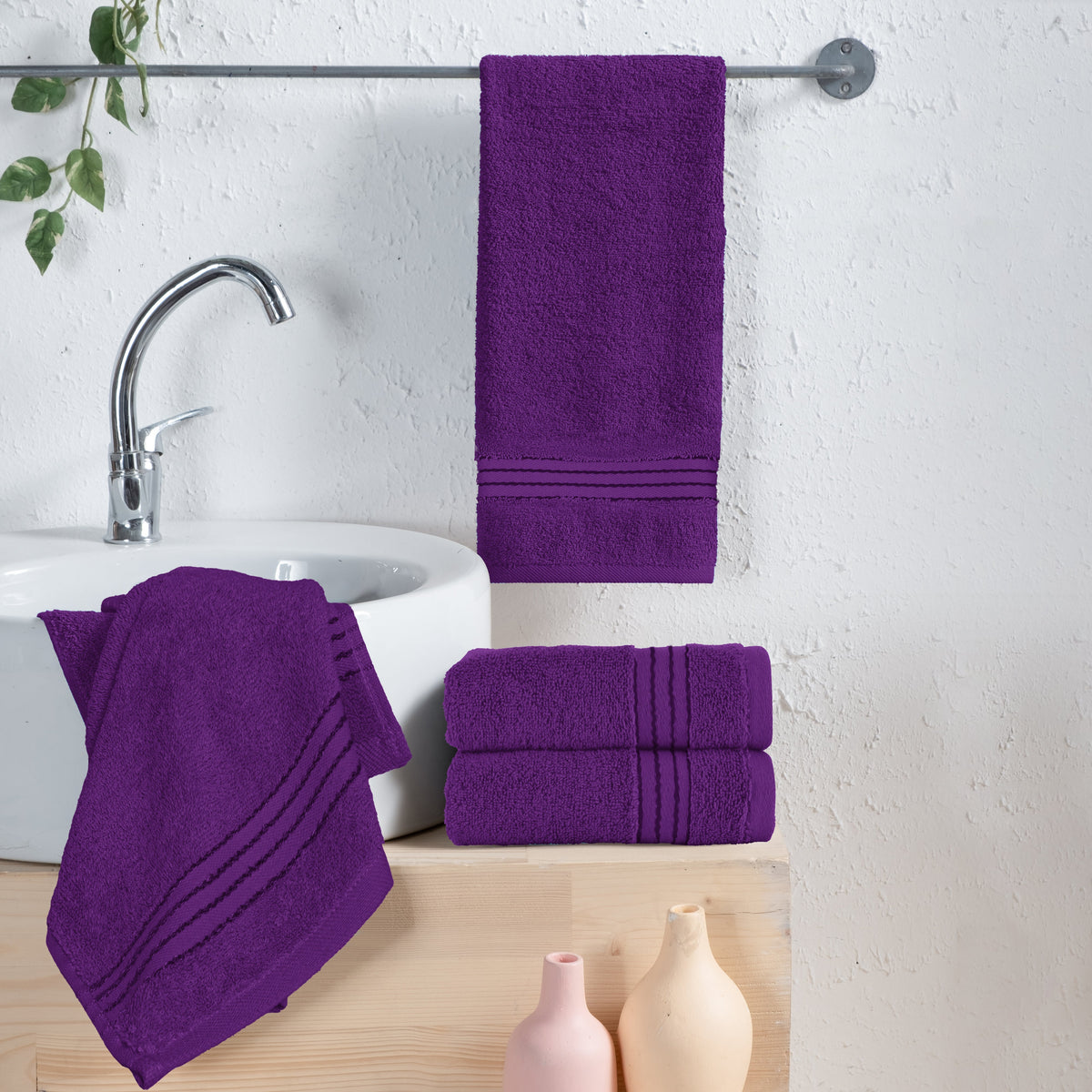 Elegant Comfort 4 Pack Premium Turkish Cotton Hand Towel Set, 16 x 28 inch