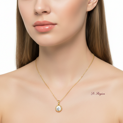 Crystal & Goldtone Round Bead Pendant Necklace