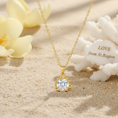 Crystal & Goldtone Round Bead Pendant Necklace