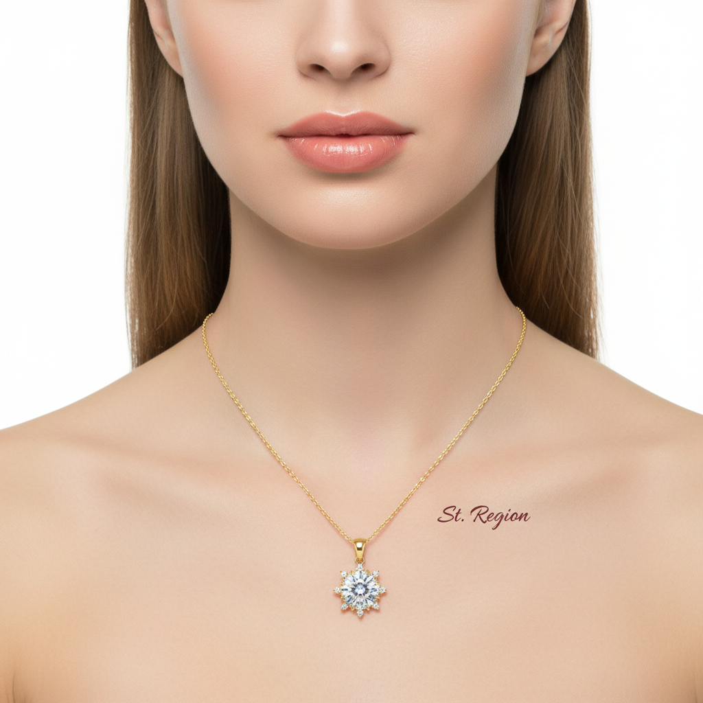 Crystal & Cubic Zirconia Sun Pendant Necklace