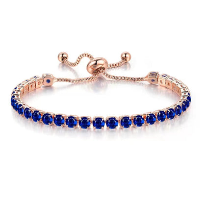 Navy Cubic Zirconia & Rose Goldtone Adjustable Link Bracelet