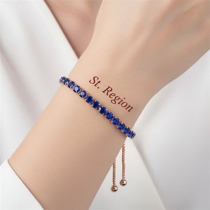 Navy Cubic Zirconia & Rose Goldtone Adjustable Link Bracelet