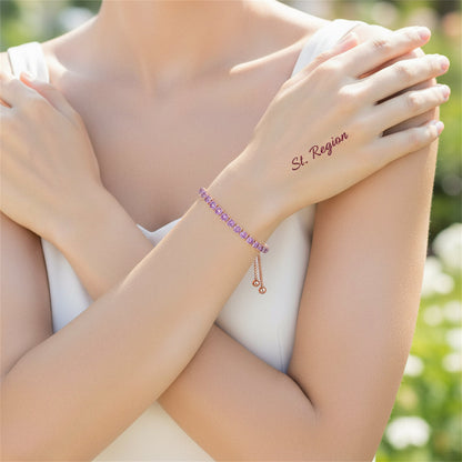 Purple Cubic Zirconia & Rose Goldtone Adjustable Link Bracelet