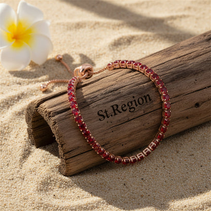Red Cubic Zirconia & Rose Goldtone Adjustable Link Bracelet