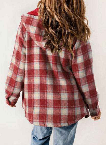 ⭐Women's Thickened Flannel Long Sleeve Plaid Jacket Coat with Hood(Buy 2 Free Shipping)