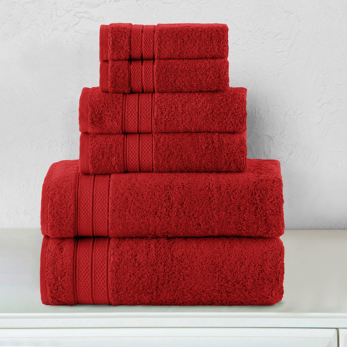 Elegant Comfort 6-Piece Turkish Cotton Three Line Popcorn Towel Set, 2 Washcloths, 2 Hand Towels and 2 Bath Towels