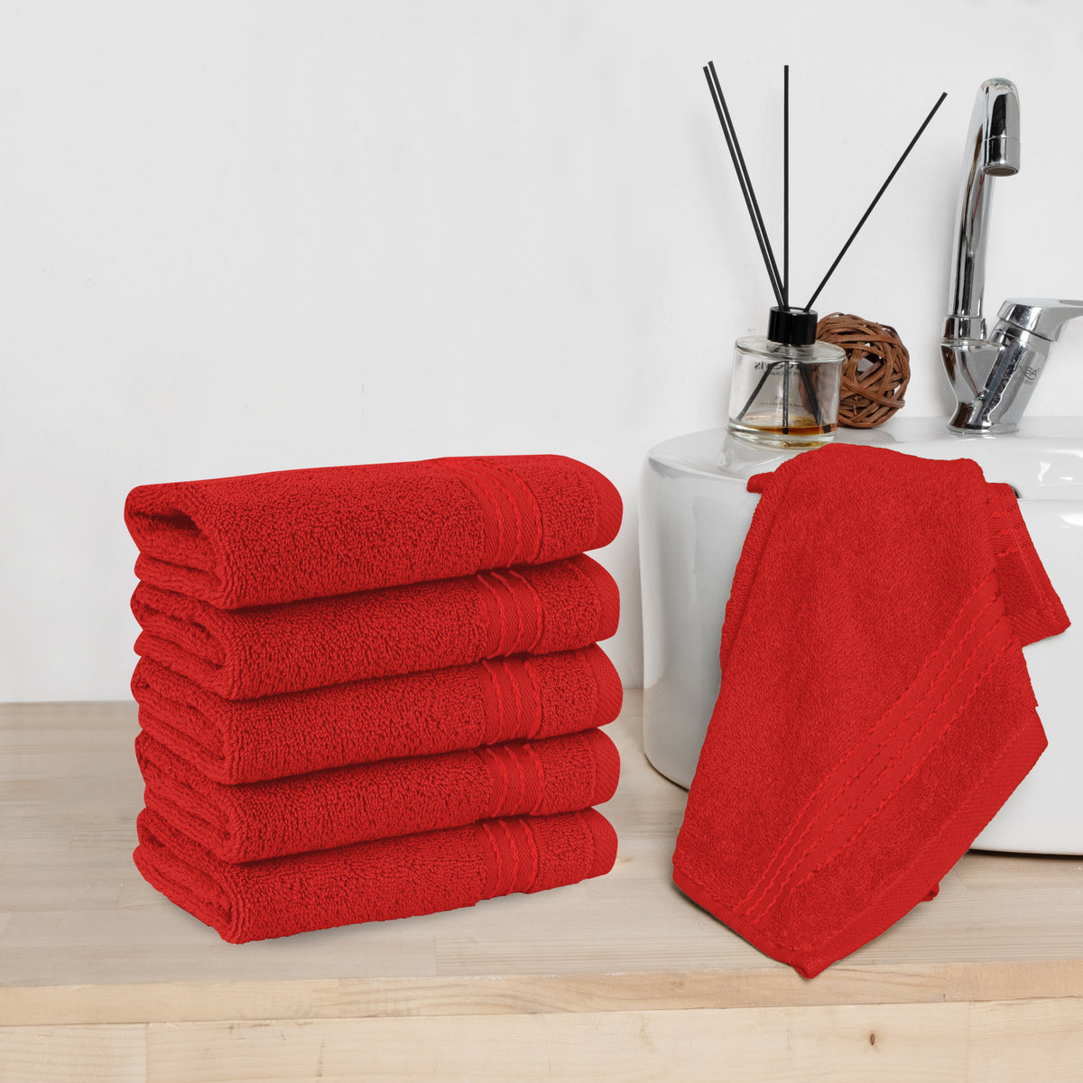 Elegant Comfort 6 Pack Premium Turkish Cotton Washcloths Set, 13 x 13 inch