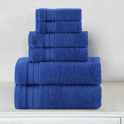 Elegant Comfort 6-Piece Turkish Cotton Three Line Popcorn Towel Set, 2 Washcloths, 2 Hand Towels and 2 Bath Towels