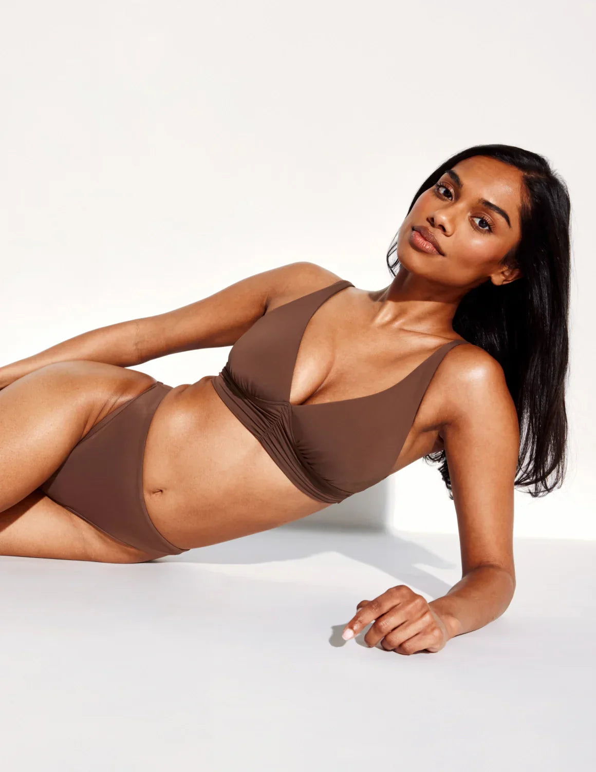Ruched Deep V Bikini Top - Last Call
