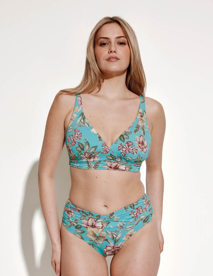 Sculpt Ruched Deep V Bikini Top