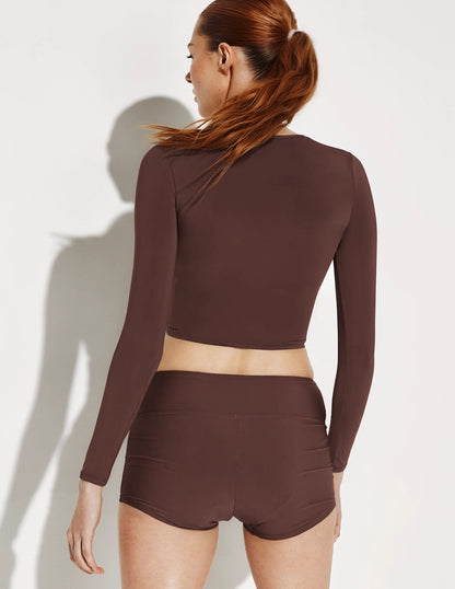 Ruched Long Sleeve Swim Top