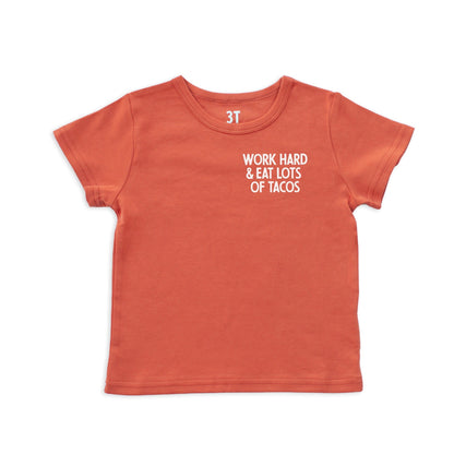 Frankie Jean Work Hard & Eat Tacos Kids Tee