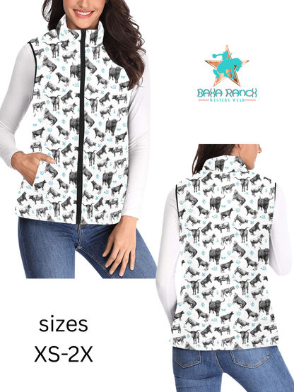 Baha Ranch Cattle and Brands Women's Western Puffy Vest