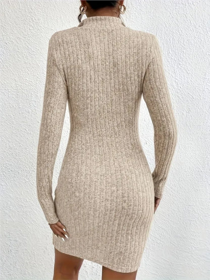 Fashion Solid Mini Dress Casual Plain Long Sleeve Bodycon Party Hip Wrap Dresses Robe