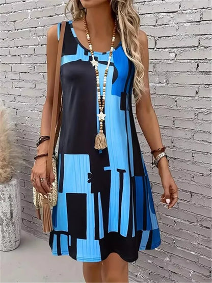 Fashion Plaid Graphic Women Mini Dresses Summer Sleeveless 3D Printed High Street Ladies A-Line Dress 3XL Big Size Casual Dress 2026