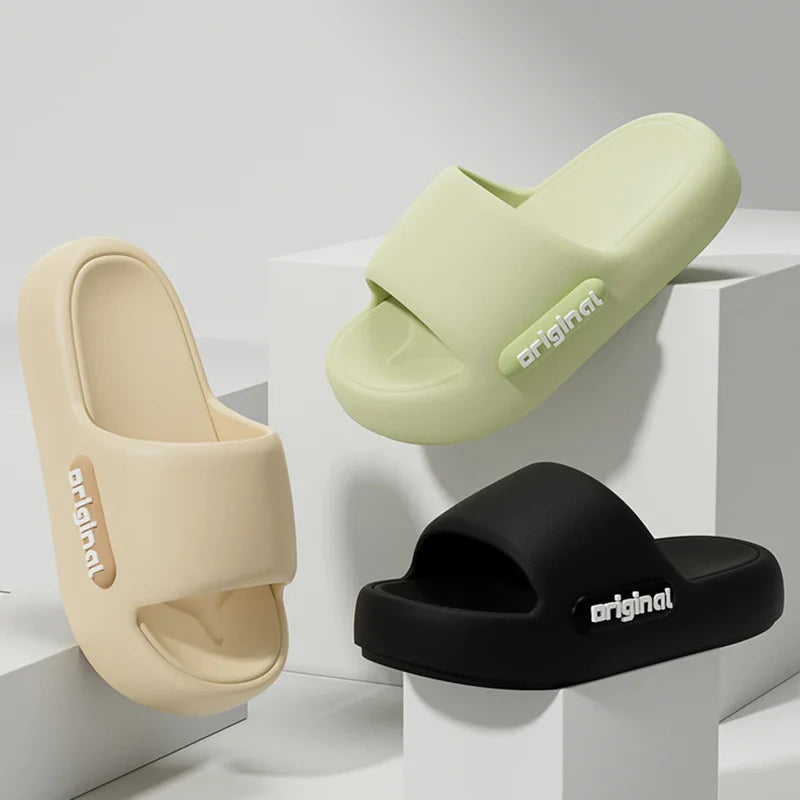 Thick Bottom Cloud Slippers Women Fashion Letter Print Platform Sandals Woman 2026 Comfortable Soft Sole Beach Pillow Slides