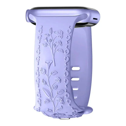Apple Watch Silicone Band - Floral Engraved - Stylish Design