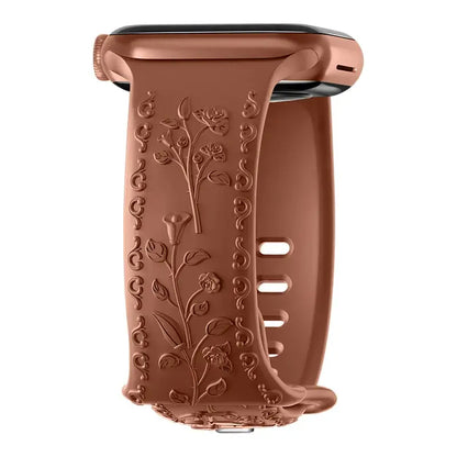 Apple Watch Silicone Band - Floral Engraved - Stylish Design