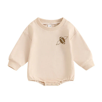 Baby Girl Boy Fall GAME DAY Bubble Romper Football Letter Print Long Sleeve Round Neck Jumpsuit