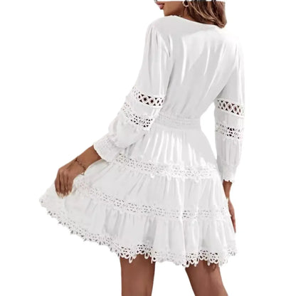 Mini Dress Women Spring Casual Elegant Vintage Patchwork Office Dresses For Women Robe